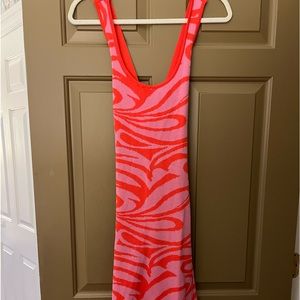 Y2K hot pink and red midi dress
